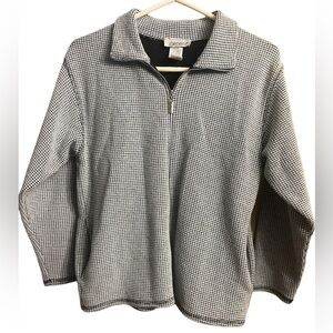 Vintage Gingham black white cropped full zip jacket pockets USA petite Small